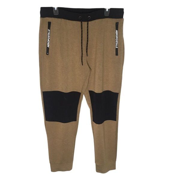 Aeropostale Pants Mens Large Jogger Nylon Panel Zip Pocket Drawstring Athletic - Picture 1 of 15